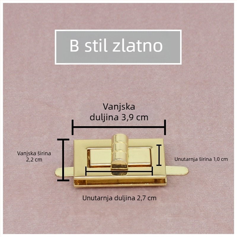 Set brava za torbu — rotirajuća brava, kvadratna brava, metalni hardver, Zhuoyue