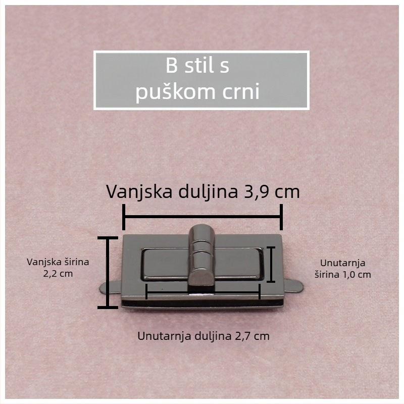 Set brava za torbu — rotirajuća brava, kvadratna brava, metalni hardver, Zhuoyue