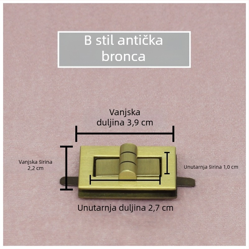 Set brava za torbu — rotirajuća brava, kvadratna brava, metalni hardver, Zhuoyue