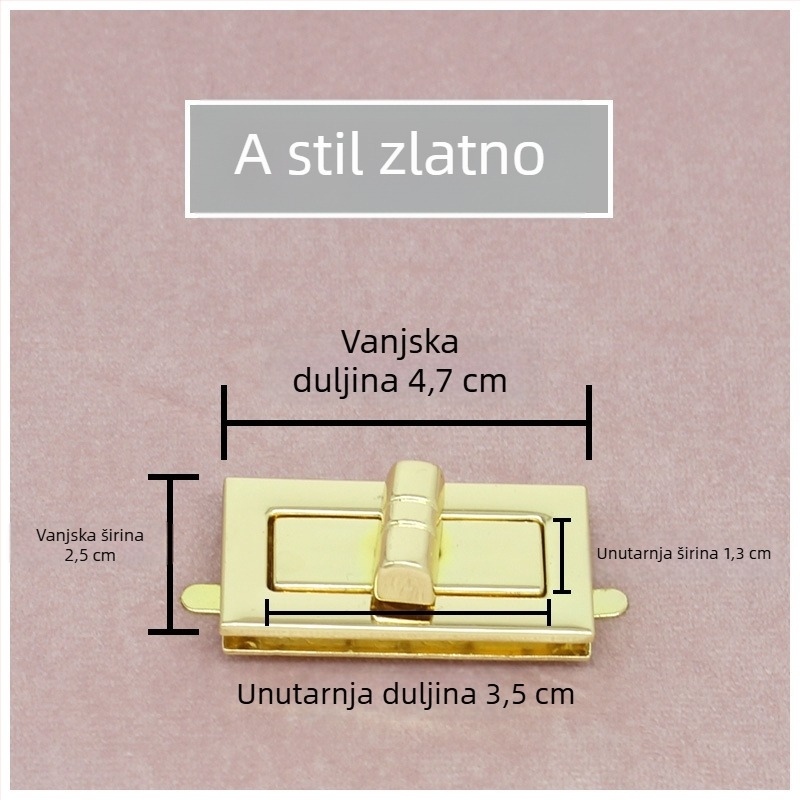 Set brava za torbu — rotirajuća brava, kvadratna brava, metalni hardver, Zhuoyue