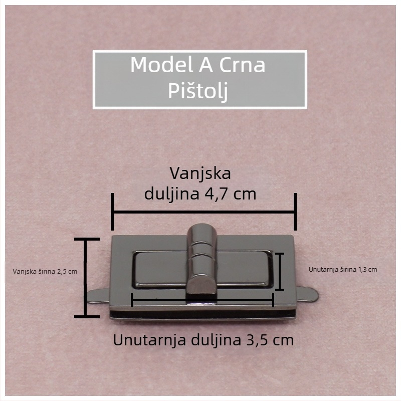 Set brava za torbu — rotirajuća brava, kvadratna brava, metalni hardver, Zhuoyue