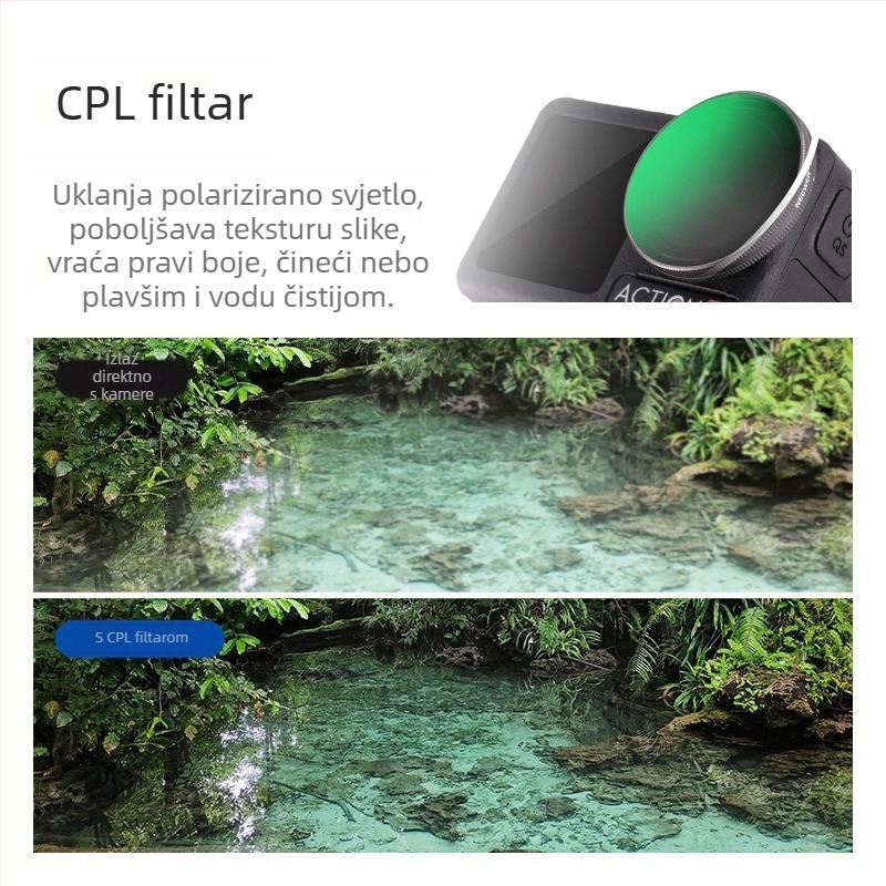 Set filtara za DJI Action 5 Pro/6/4: CPL stakleni filter, NDUV filter, brzo otpuštanje magnetski zaštitnik leće