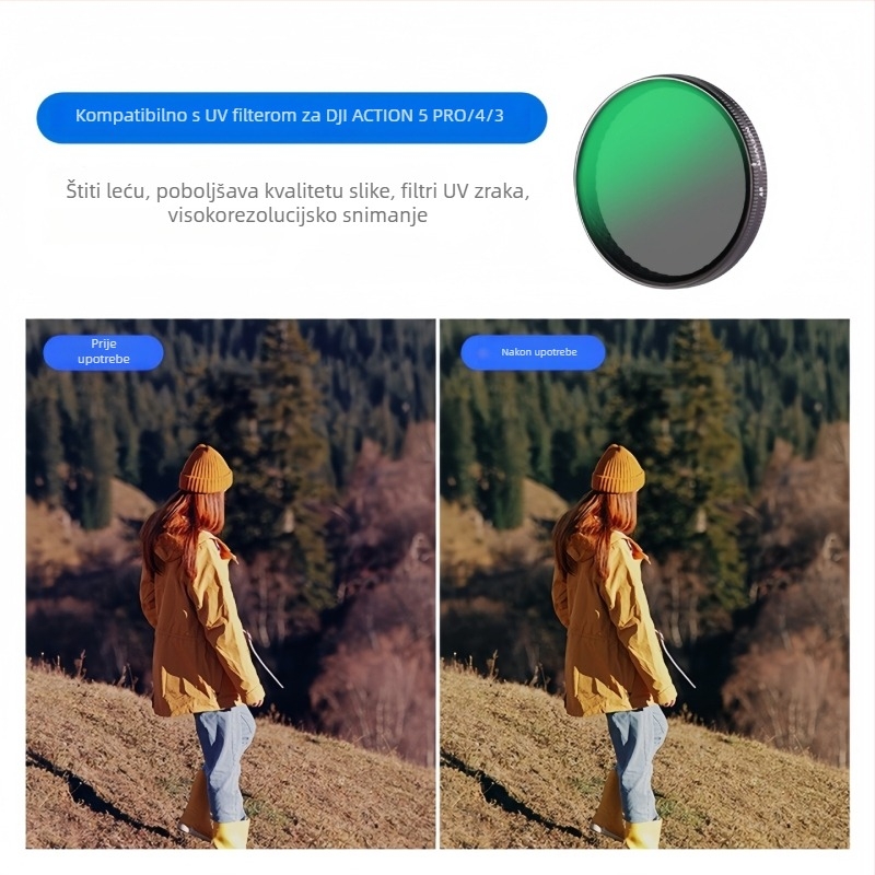Set filtara za DJI Action 5 Pro/6/4: CPL stakleni filter, NDUV filter, brzo otpuštanje magnetski zaštitnik leće