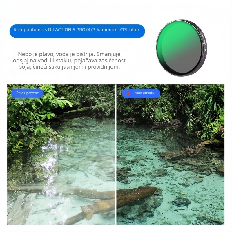 Set filtara za DJI Action 5 Pro/6/4: CPL stakleni filter, NDUV filter, brzo otpuštanje magnetski zaštitnik leće