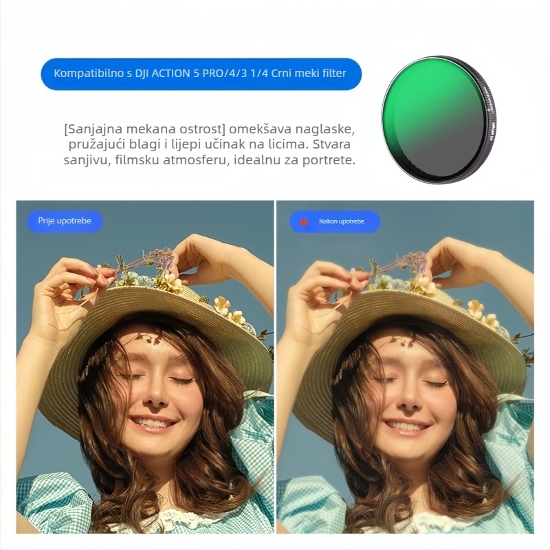 Set filtara za DJI Action 5 Pro/6/4: CPL stakleni filter, NDUV filter, brzo otpuštanje magnetski zaštitnik leće