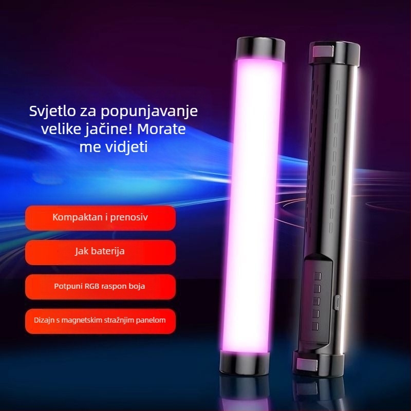 LED nadopunjujuće svjetlo s RGB promjenom boje, tri temperature boje, ispod 10W, ≤36V, za spavaću sobu, selfie i pozadinu uživo