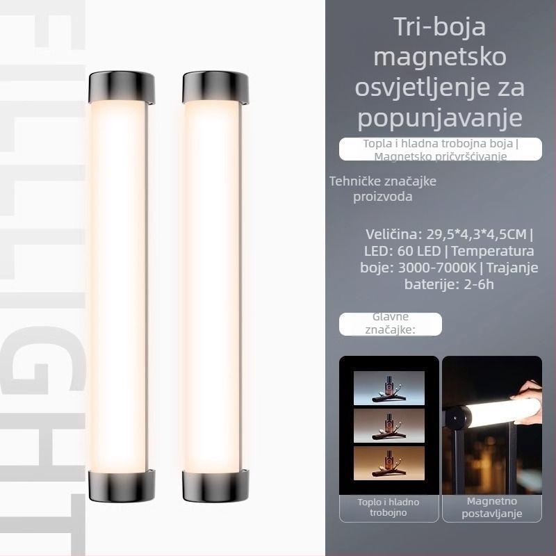 LED nadopunjujuće svjetlo s RGB promjenom boje, tri temperature boje, ispod 10W, ≤36V, za spavaću sobu, selfie i pozadinu uživo