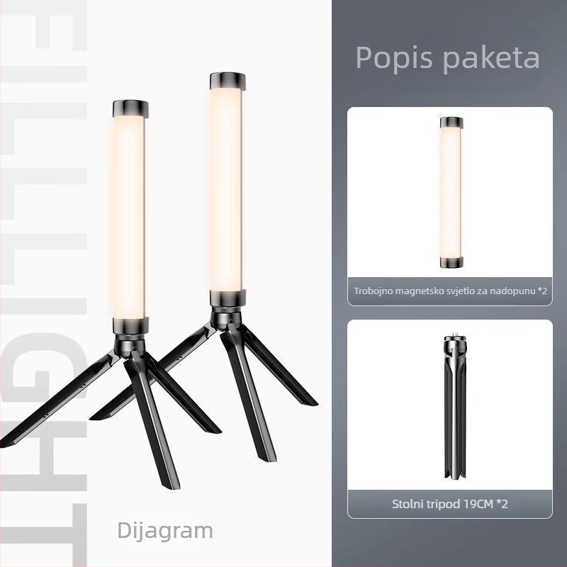 LED nadopunjujuće svjetlo s RGB promjenom boje, tri temperature boje, ispod 10W, ≤36V, za spavaću sobu, selfie i pozadinu uživo