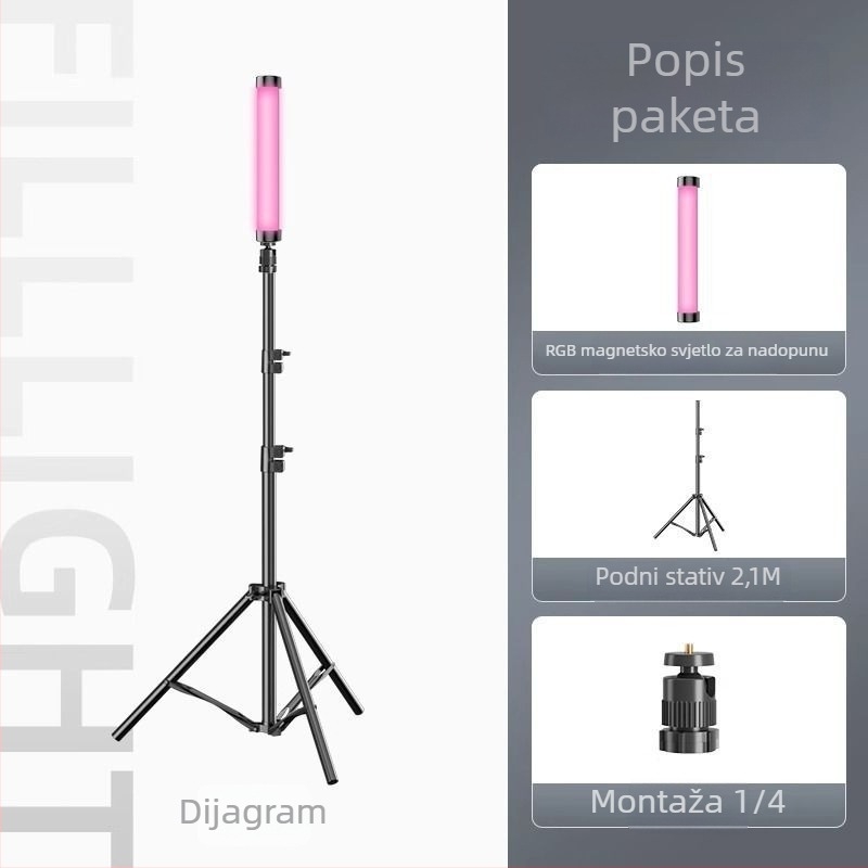 LED nadopunjujuće svjetlo s RGB promjenom boje, tri temperature boje, ispod 10W, ≤36V, za spavaću sobu, selfie i pozadinu uživo