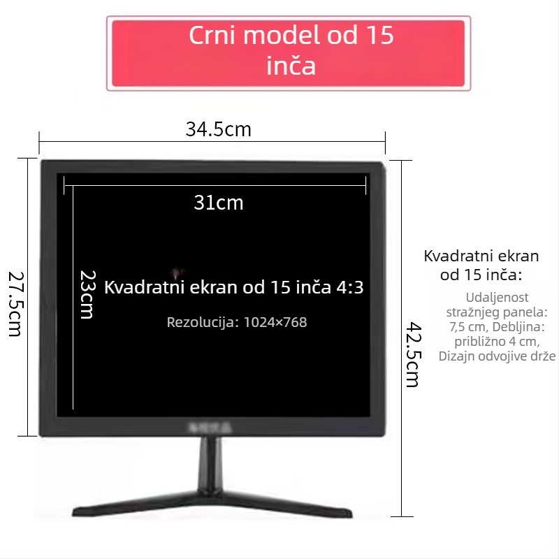 12HS LCD monitor za računalo — 1280x800 rezolucija, LCD zaslon, pakiranje 1–4