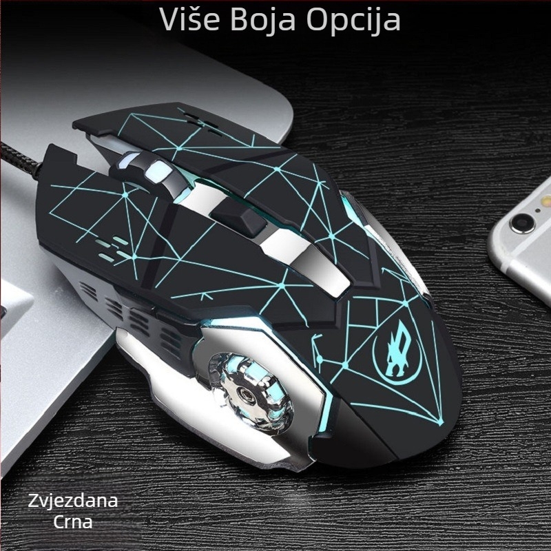 Fire Wolf USB mehanički gaming tipkovnica i miš set, žično, makro programiranje, 3200 DPI, ergonomski, vodootporan, kabel 1.8 m