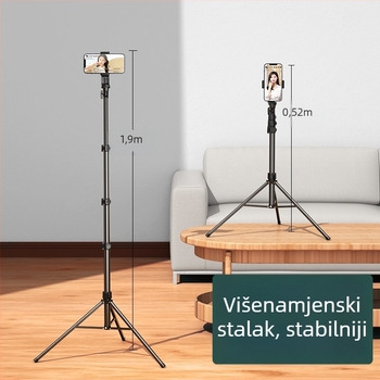 Stativ za prijenos uživo na mobilnom s kuglastom pan-tilt glavom, 3-sekcijske aluminijske noge, PC konstrukcija, nosivost do 2 kg, model D39
