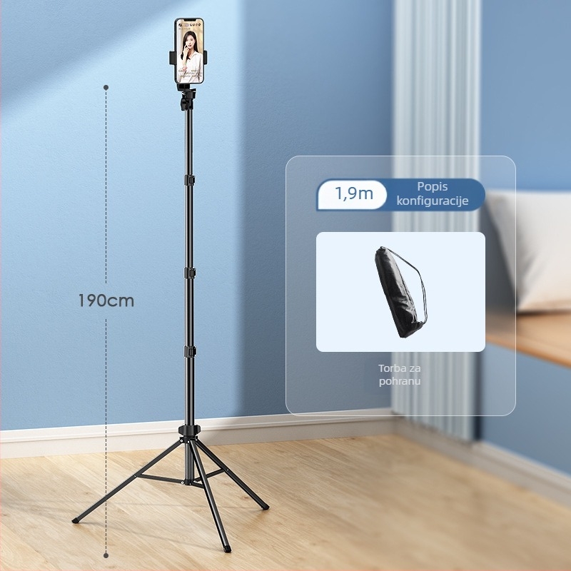 Stativ za prijenos uživo na mobilnom s kuglastom pan-tilt glavom, 3-sekcijske aluminijske noge, PC konstrukcija, nosivost do 2 kg, model D39
