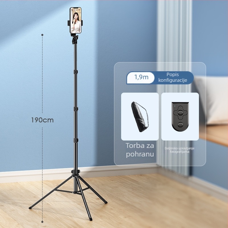 Stativ za prijenos uživo na mobilnom s kuglastom pan-tilt glavom, 3-sekcijske aluminijske noge, PC konstrukcija, nosivost do 2 kg, model D39