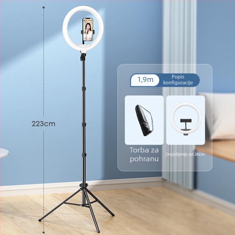 Stativ za prijenos uživo na mobilnom s kuglastom pan-tilt glavom, 3-sekcijske aluminijske noge, PC konstrukcija, nosivost do 2 kg, model D39