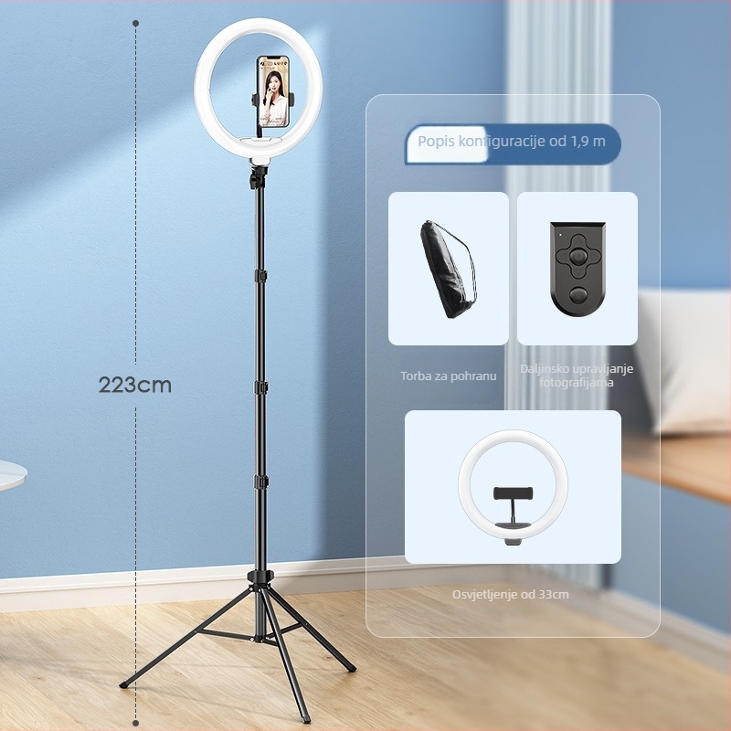Stativ za prijenos uživo na mobilnom s kuglastom pan-tilt glavom, 3-sekcijske aluminijske noge, PC konstrukcija, nosivost do 2 kg, model D39