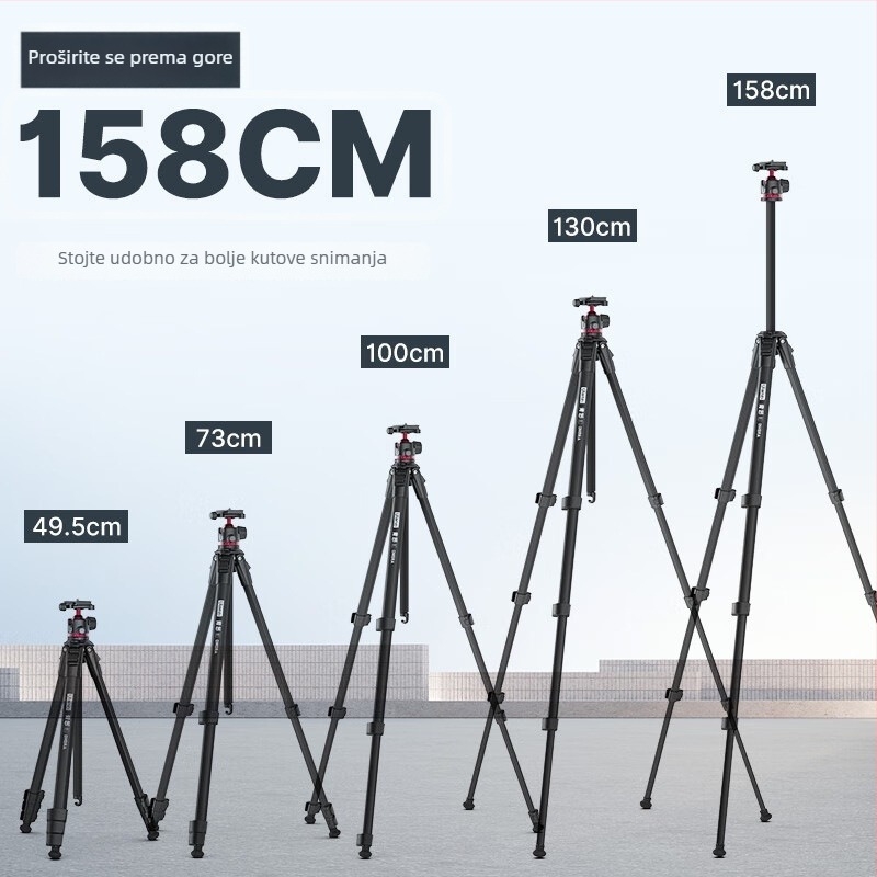 Stativ s kugličnim glavom, univerzalni model za kameru, DSLR i mobitel