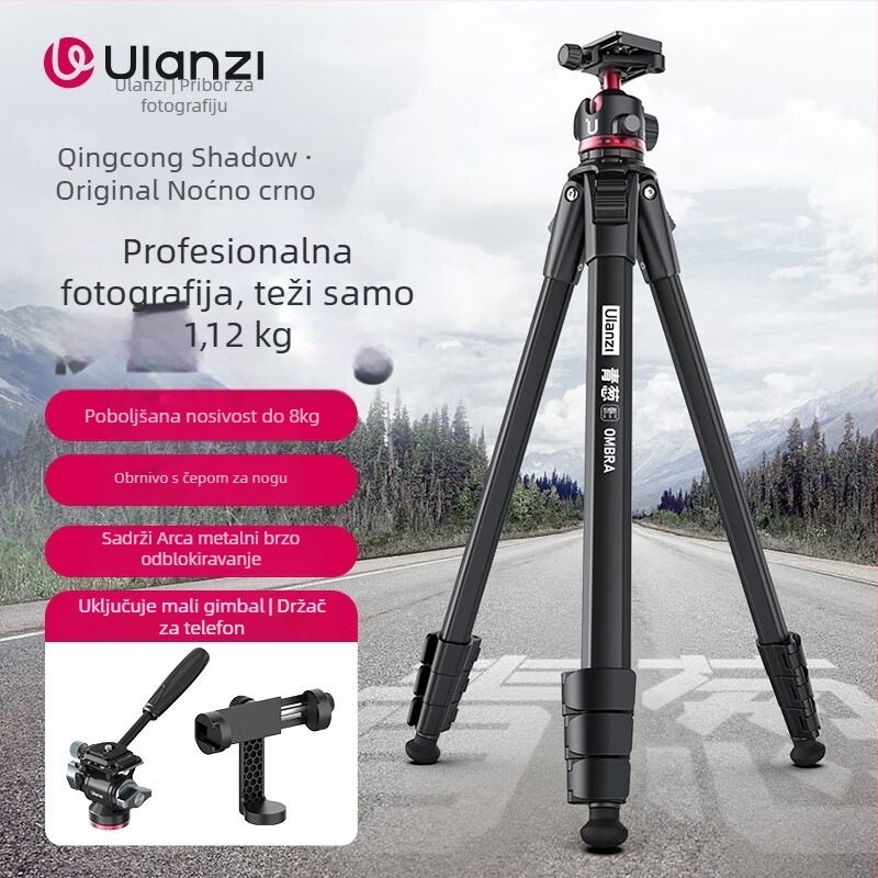 Stativ s kugličnim glavom, univerzalni model za kameru, DSLR i mobitel