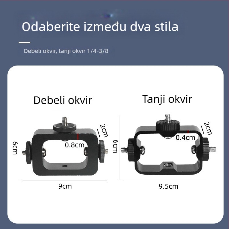 Držač za livestream za kamere i mobitele, aluminijska baza s tri nosača, otvor za 1/4 inčni vijak, univerzalna kompatibilnost