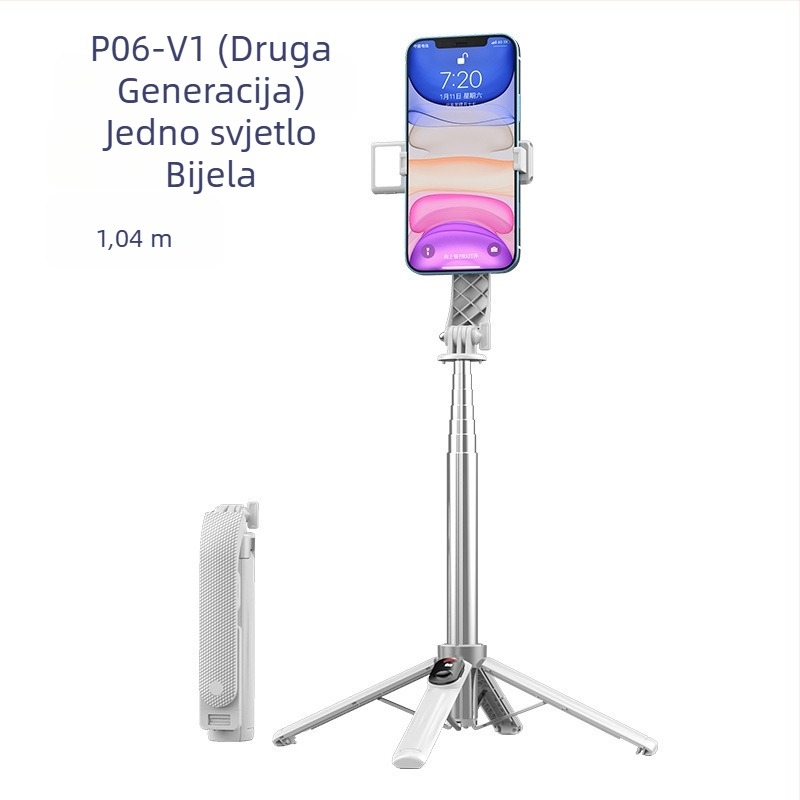 Četveronožni stalak za mobitel za prijenos uživo s Bluetooth daljinskim upravljačem i ugrađenom rasvjetom