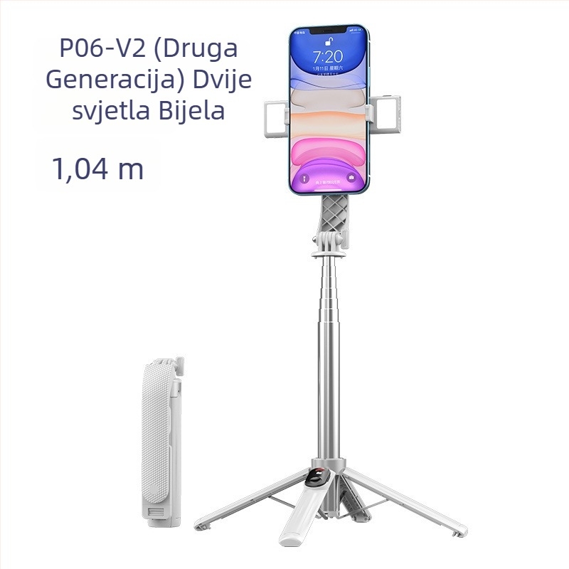 Četveronožni stalak za mobitel za prijenos uživo s Bluetooth daljinskim upravljačem i ugrađenom rasvjetom