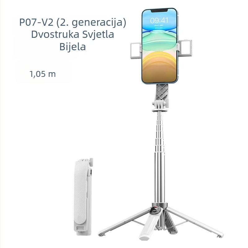 Četveronožni stalak za mobitel za prijenos uživo s Bluetooth daljinskim upravljačem i ugrađenom rasvjetom