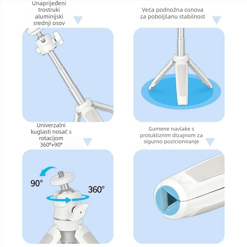 Mini sklopivi stolni stativ za mobitel i kameru bez ogledala, od aluminijske legure