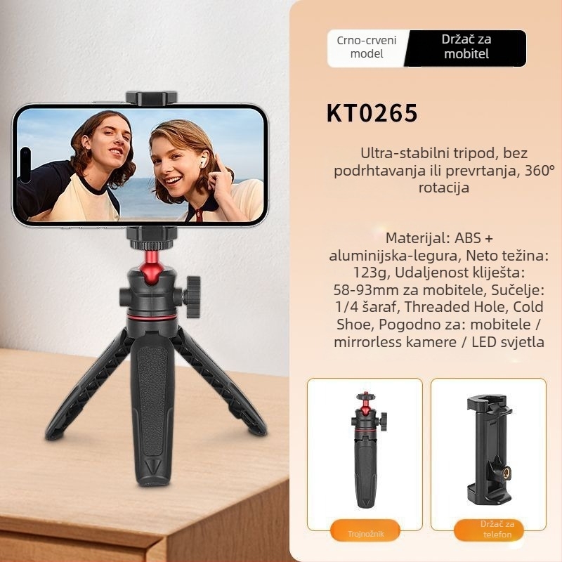 Mini sklopivi stolni stativ za mobitel i kameru bez ogledala, od aluminijske legure