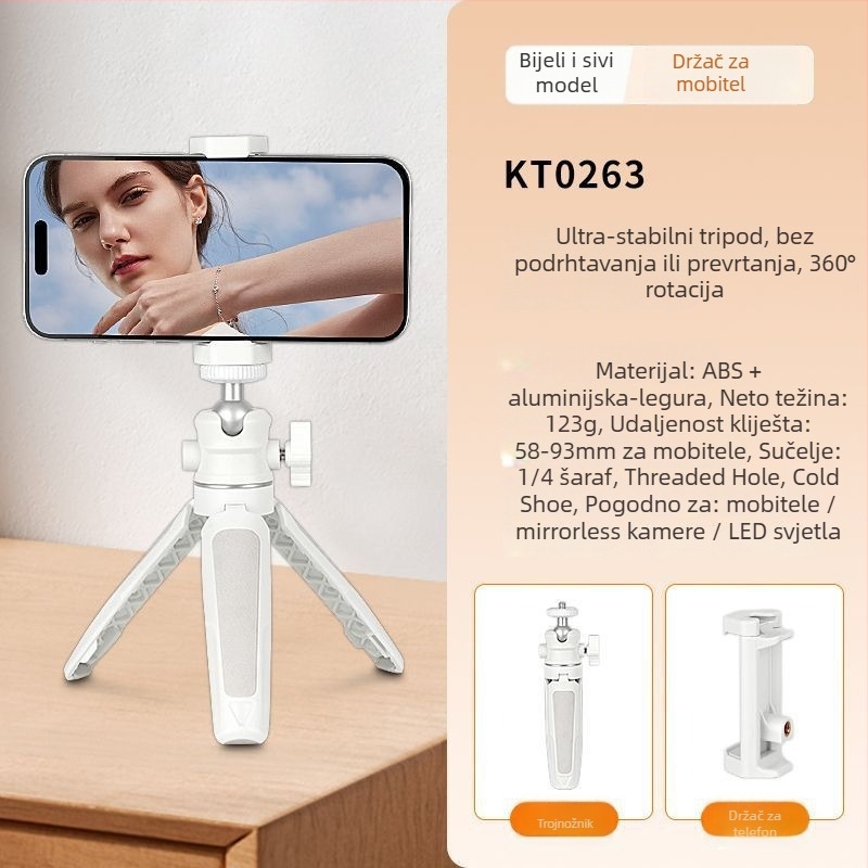 Mini sklopivi stolni stativ za mobitel i kameru bez ogledala, od aluminijske legure