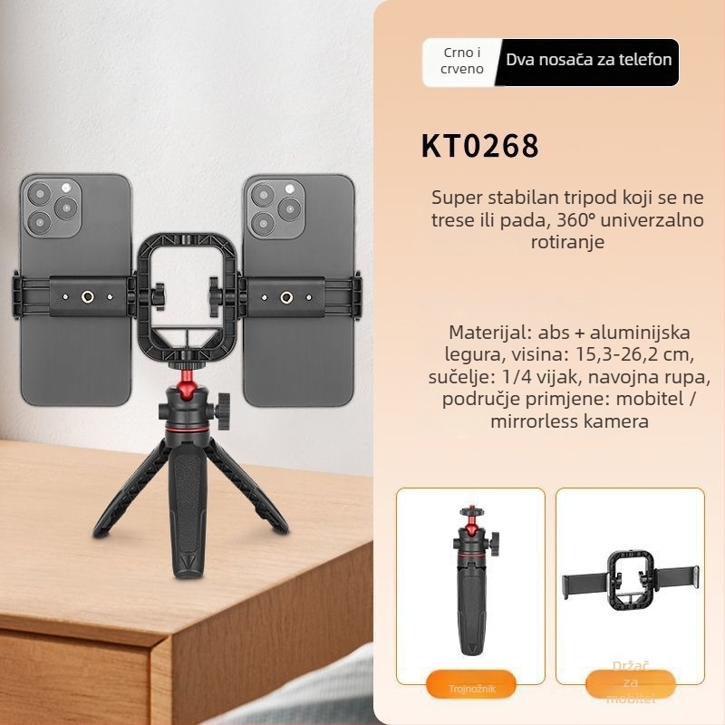 Mini sklopivi stolni stativ za mobitel i kameru bez ogledala, od aluminijske legure