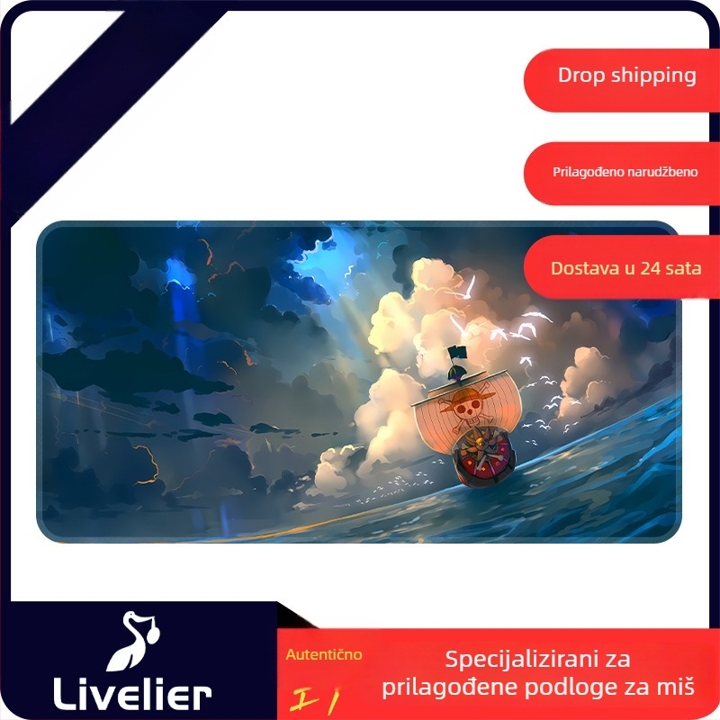 Velika podloga za miš za gaming i ured, dimenzije 800×400 mm ili 900×400 mm, prirodna guma, jednostrana, protuklizna, stil crtani/anime igara