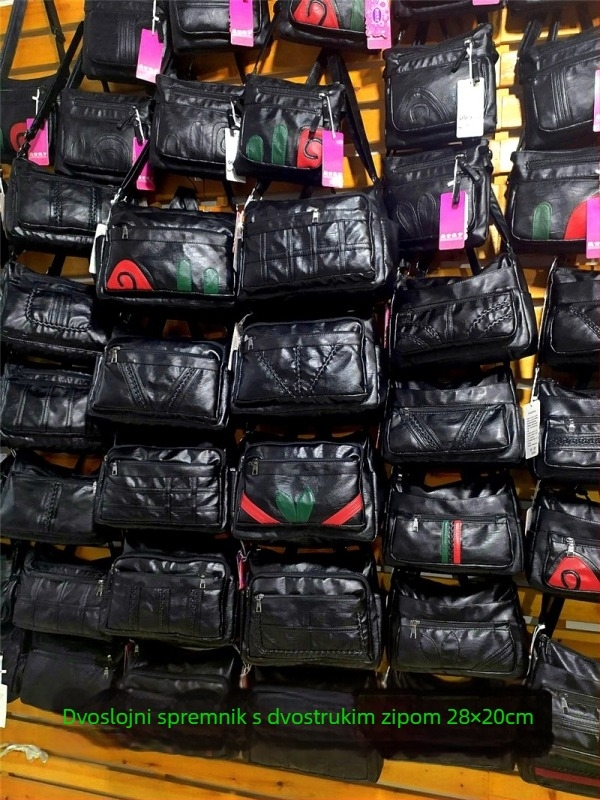 Ženska PU crossbody torba — horizontalnog kvadratnog oblika, zatvarač, poliesterska podstava, unutarnji pretinci: zip pretinac, pretinac za telefon, pretinac za identifikacijski dokument, pretinac za kameru