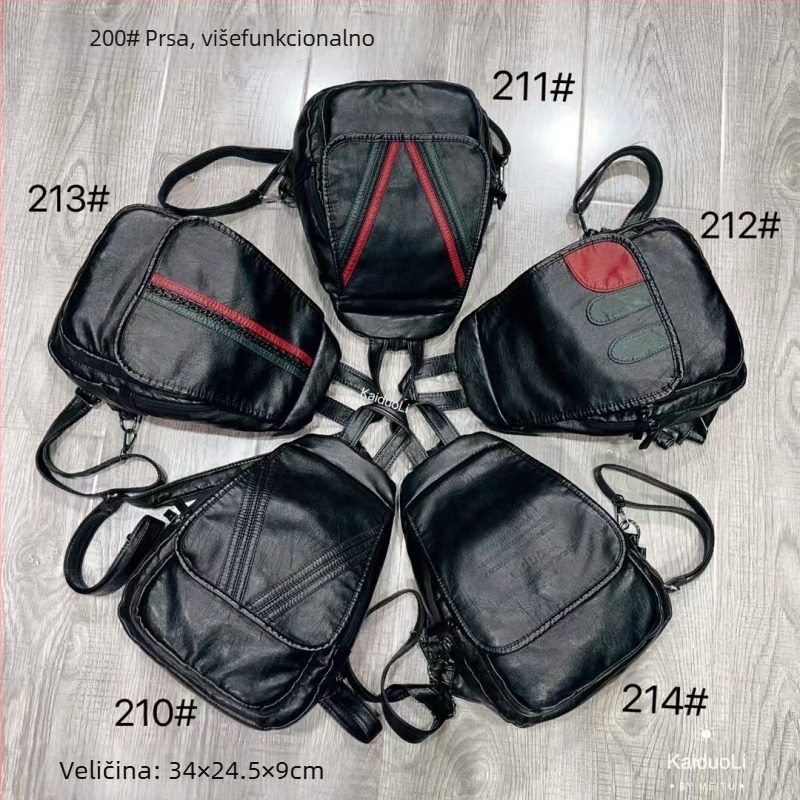 Ženska PU crossbody torba — horizontalnog kvadratnog oblika, zatvarač, poliesterska podstava, unutarnji pretinci: zip pretinac, pretinac za telefon, pretinac za identifikacijski dokument, pretinac za kameru