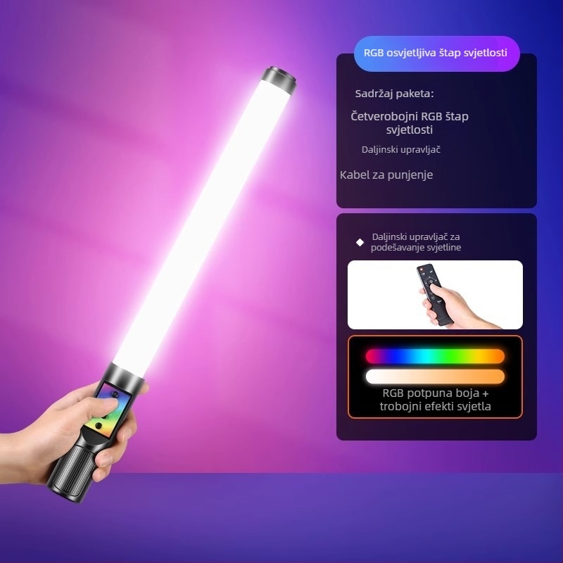 Prijenosno svjetlo za fotografiju HM-BD s RGB LED, 10W, promjenjiva jačina, neovisno napajanje Type-C, domet 1–2 m