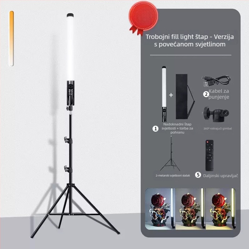 Prijenosno svjetlo za fotografiju HM-BD s RGB LED, 10W, promjenjiva jačina, neovisno napajanje Type-C, domet 1–2 m