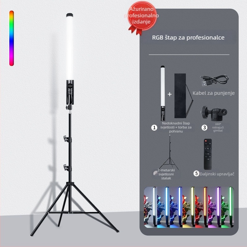 Prijenosno svjetlo za fotografiju HM-BD s RGB LED, 10W, promjenjiva jačina, neovisno napajanje Type-C, domet 1–2 m