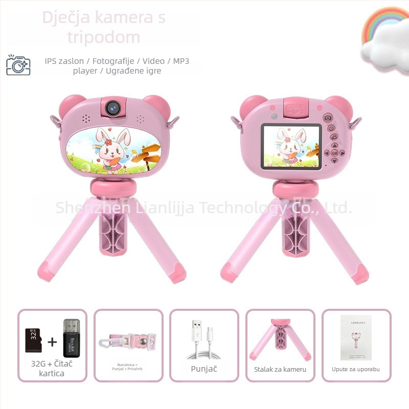 Dječja kamera S11 – LCD 2.4''; TF kartica pohrana; trajanje baterije 1–3 sata; funkcije: video, fotografije, tajmer, igre