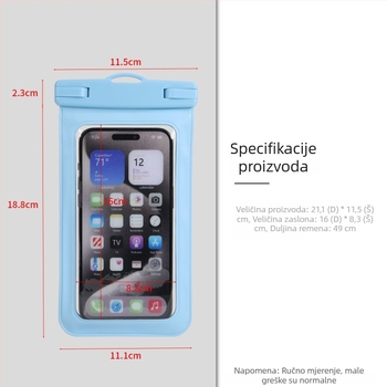 Vodootporna prozirna torbica za mobitel, pogodna za rafting, ronjenje i plivanje, s zaslonom na dodir