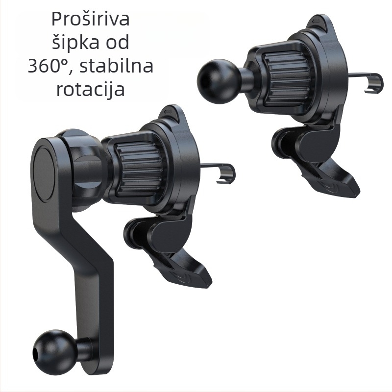 Bežični nosač za bežično punjenje za automobilsku ventilacijsku rešetku – Z701, rotirajuća baza vodoravno i okomito (Model: Z701; Materijal: metal + plastika; Ugradnja: klip za ventilacijski otvor; Kompatibilnost: univerzalna)