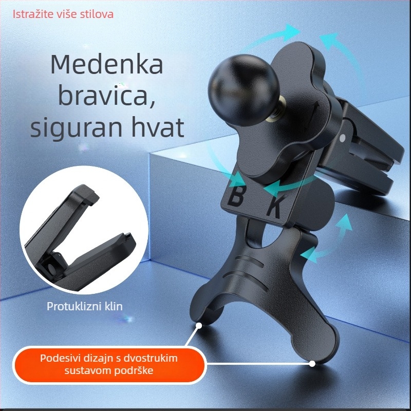 Bežični nosač za bežično punjenje za automobilsku ventilacijsku rešetku – Z701, rotirajuća baza vodoravno i okomito (Model: Z701; Materijal: metal + plastika; Ugradnja: klip za ventilacijski otvor; Kompatibilnost: univerzalna)