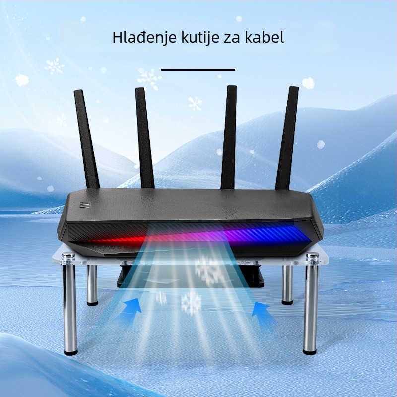 Chladića baza za ruter i modem | ABS materijal | 2 toplinska cijev | 2 USB priključka | zračno hlađenje | tih dizajn