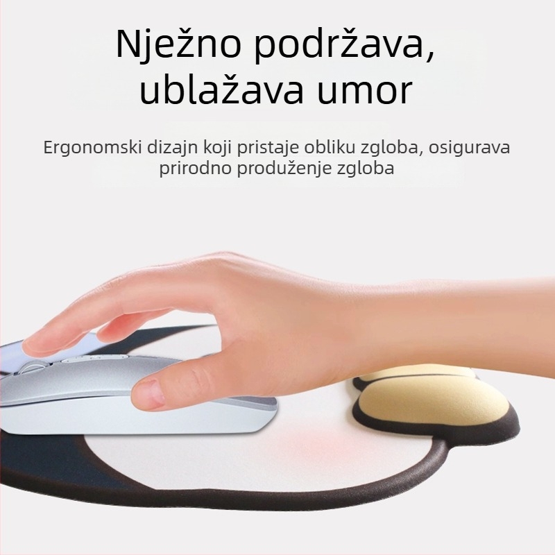 Podloga za miš s podrškom za zglob – crtani stil, Materijal: tkanina+silikon+PU, jednostrana, jastučić za ruku