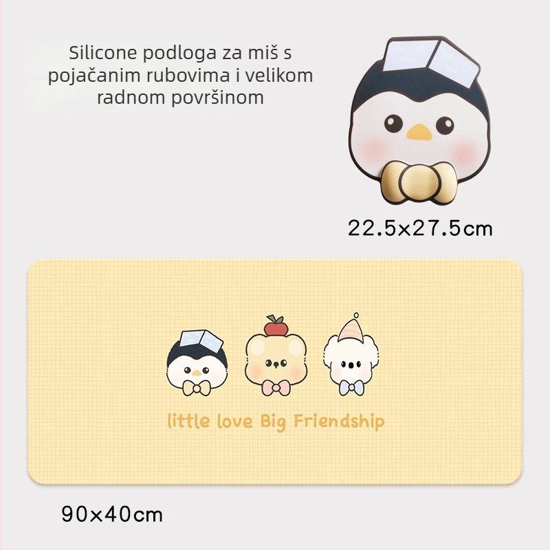 Podloga za miš s podrškom za zglob – crtani stil, Materijal: tkanina+silikon+PU, jednostrana, jastučić za ruku