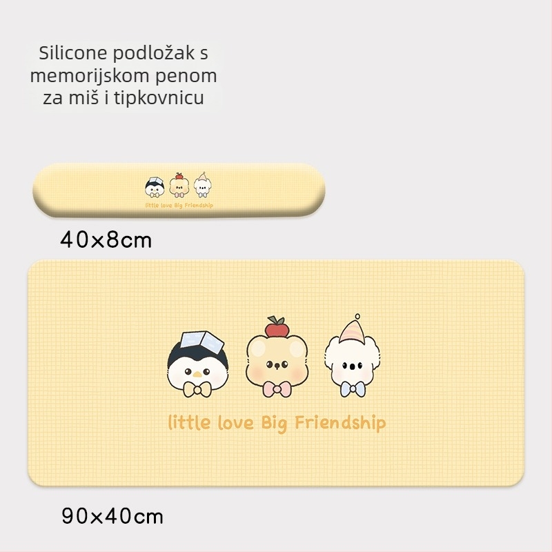 Podloga za miš s podrškom za zglob – crtani stil, Materijal: tkanina+silikon+PU, jednostrana, jastučić za ruku