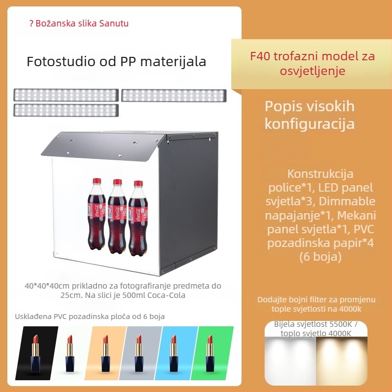Set rasvjete za fotografiju proizvoda sa Softboxom i LED Lightbox-om