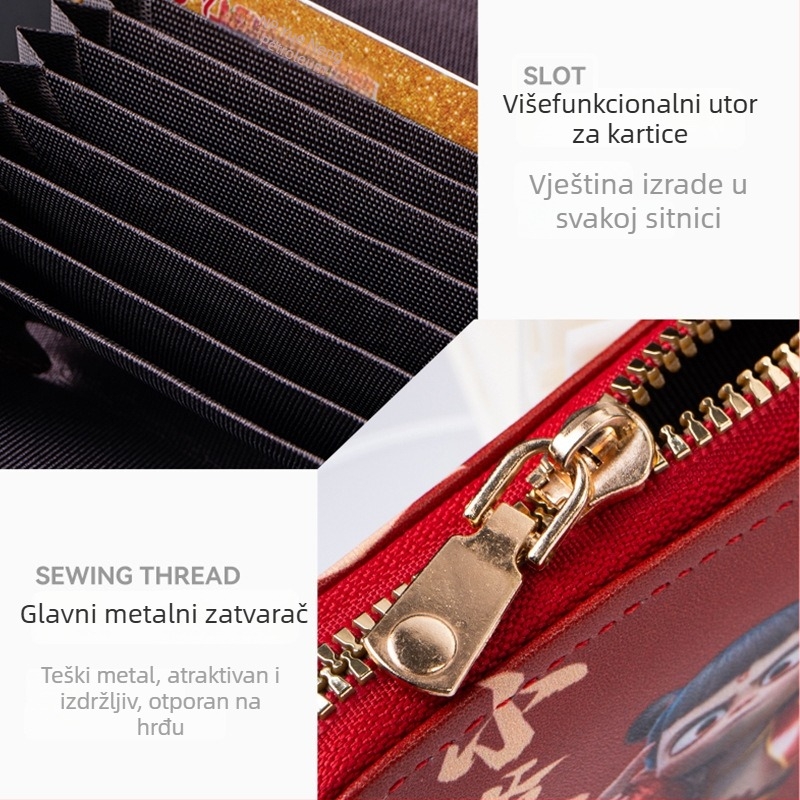 Novčanik za novčiće s anime uzorkom, PVC materijal, 1-sklop dizajn, podstava od sintetičke kože, lagan