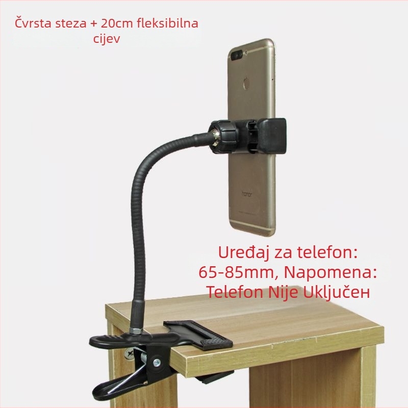 Držač za telefon s metalnom klipsom, prenosno držalo za livestream, za stol ili noćni ormarić, bežično punjenje
