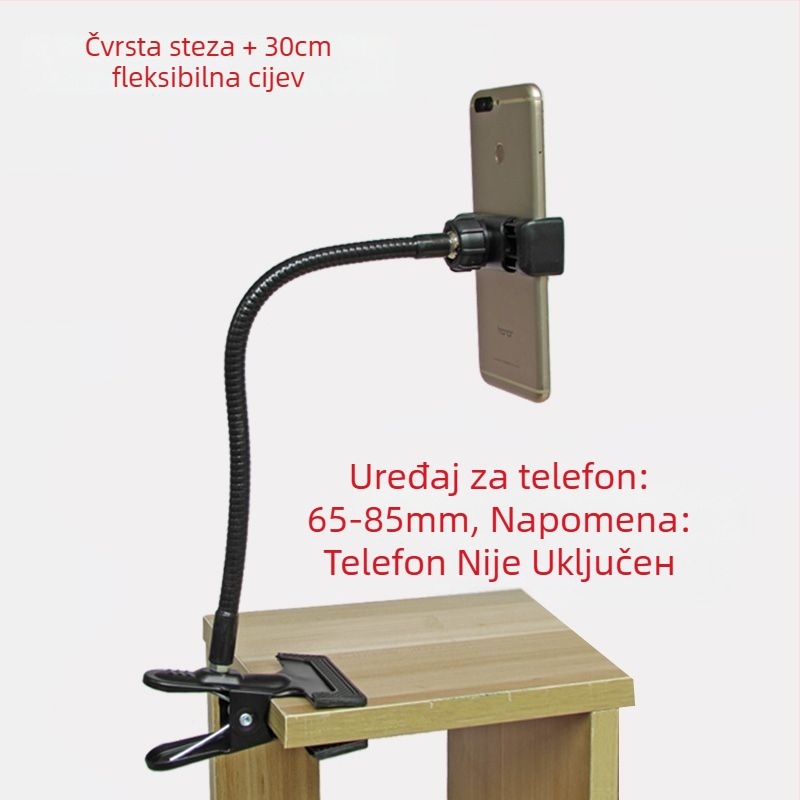 Držač za telefon s metalnom klipsom, prenosno držalo za livestream, za stol ili noćni ormarić, bežično punjenje