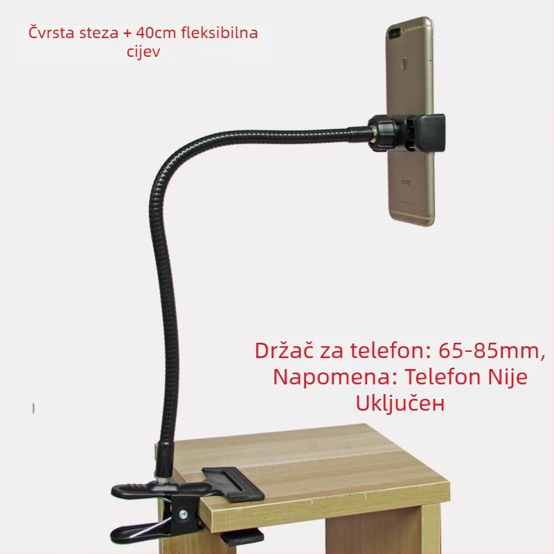 Držač za telefon s metalnom klipsom, prenosno držalo za livestream, za stol ili noćni ormarić, bežično punjenje