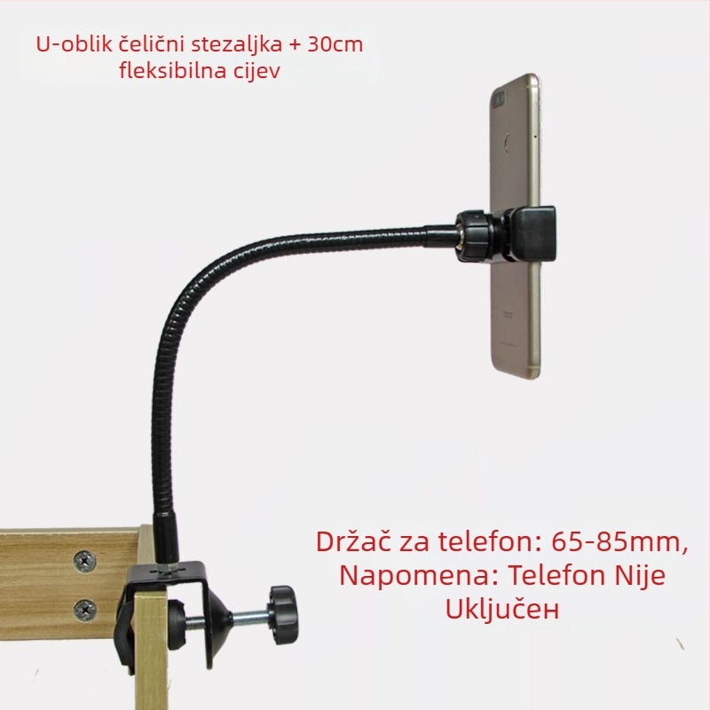 Držač za telefon s metalnom klipsom, prenosno držalo za livestream, za stol ili noćni ormarić, bežično punjenje